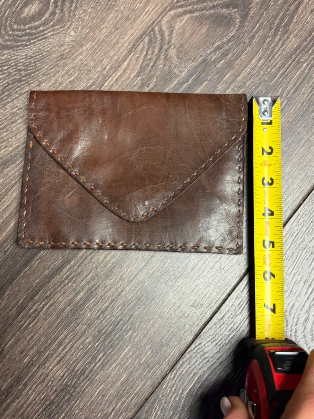 Handcrafted Brown Leather Envelope Clutch Document Holder - Picture 6 of 6